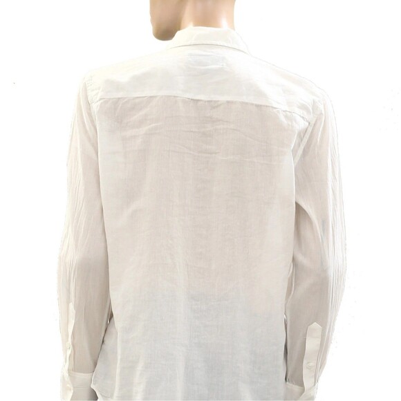 Nili Lotan Nathael Shirt Tunic Top Buttondown Ruffle Cotton Ivory M NEW 283764 - Picture 10 of 10